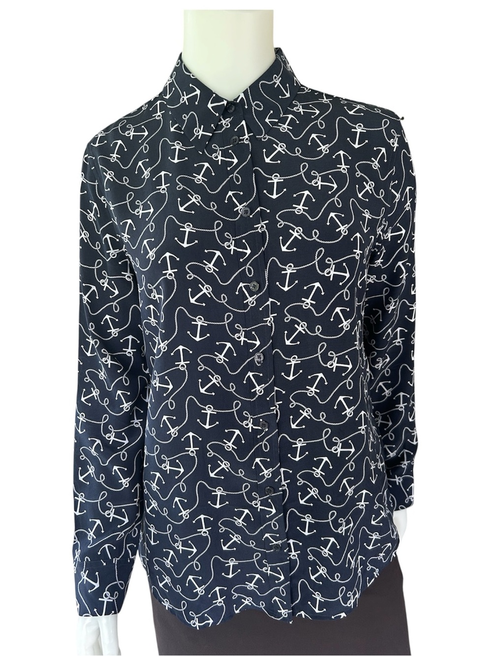 Equipment Femme Silk Blouse Anchors Nautical Office